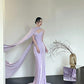 Robe de soirée sirène en satin, élégante et romantique, violette, à la mode, longue, slim, longueur au sol, traîne, robe de bal, gh3734