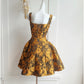 Yellow New Fashion Short Three-Dimensional Embossed Jacquard Fabric Satin Homecoming Dress Birthday Party Dress Cocktail Party Dress Evening Dress Prom Dress Evening Dress gh3964