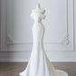 White simple fashion mermaid slim long satin wedding dress wedding dress prom dress evening dress gh4828