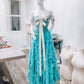 Girlhomeshops-Blue floral corset long retro elegant Prom dress evening dress gh5072