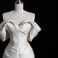 Elfenbein Elegantes Satin Langes Meerjungfrau Schlankes Bodenlanges Ballkleid Abendkleid Brautkleid gh4199