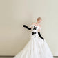 girlhomeshops-Vintage Black-White Contrast Bow Off-Shoulder Mermaid Court Style Wedding Gown gh6026