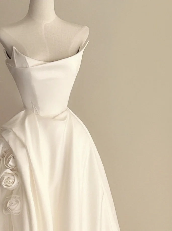 Robe de mariée longue en satin blanc gh6819