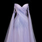 Fairy Luxury Dreamy Style Light Purple Tulle Strapless Train Gown - Starlight Theme Dinner & Ball Dress gh6562