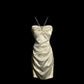 White Shiny Fashion Suspender Short Satin Homecoming Dress Birthday Party Dress gh4264