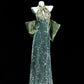 Grün Elegant Exquisite Perlen Pailletten Lange Satin Meerjungfrau Cheongsam Ballkleid Abendkleid Brautkleid Partykleid gh4132