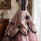 girlhomeshops-Sleeveless Pink - Blue Contrast Lace - decorated Puff dress, Retro Court - style Satin Floor - length Evening Dress gh5830