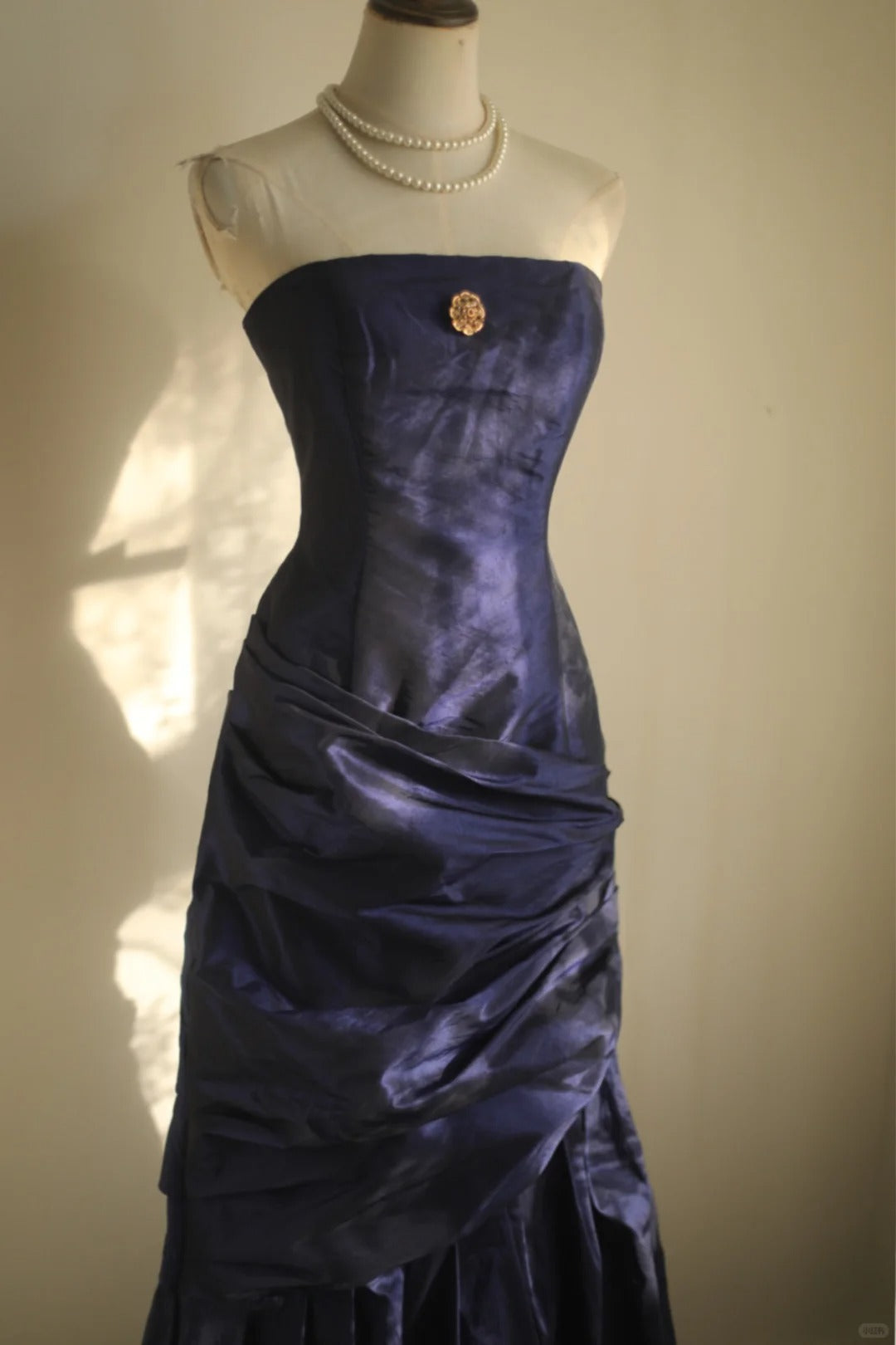 girlhomeshops-Blue mermaid long satin fishtail ball princess prom dress evening gown gh5742