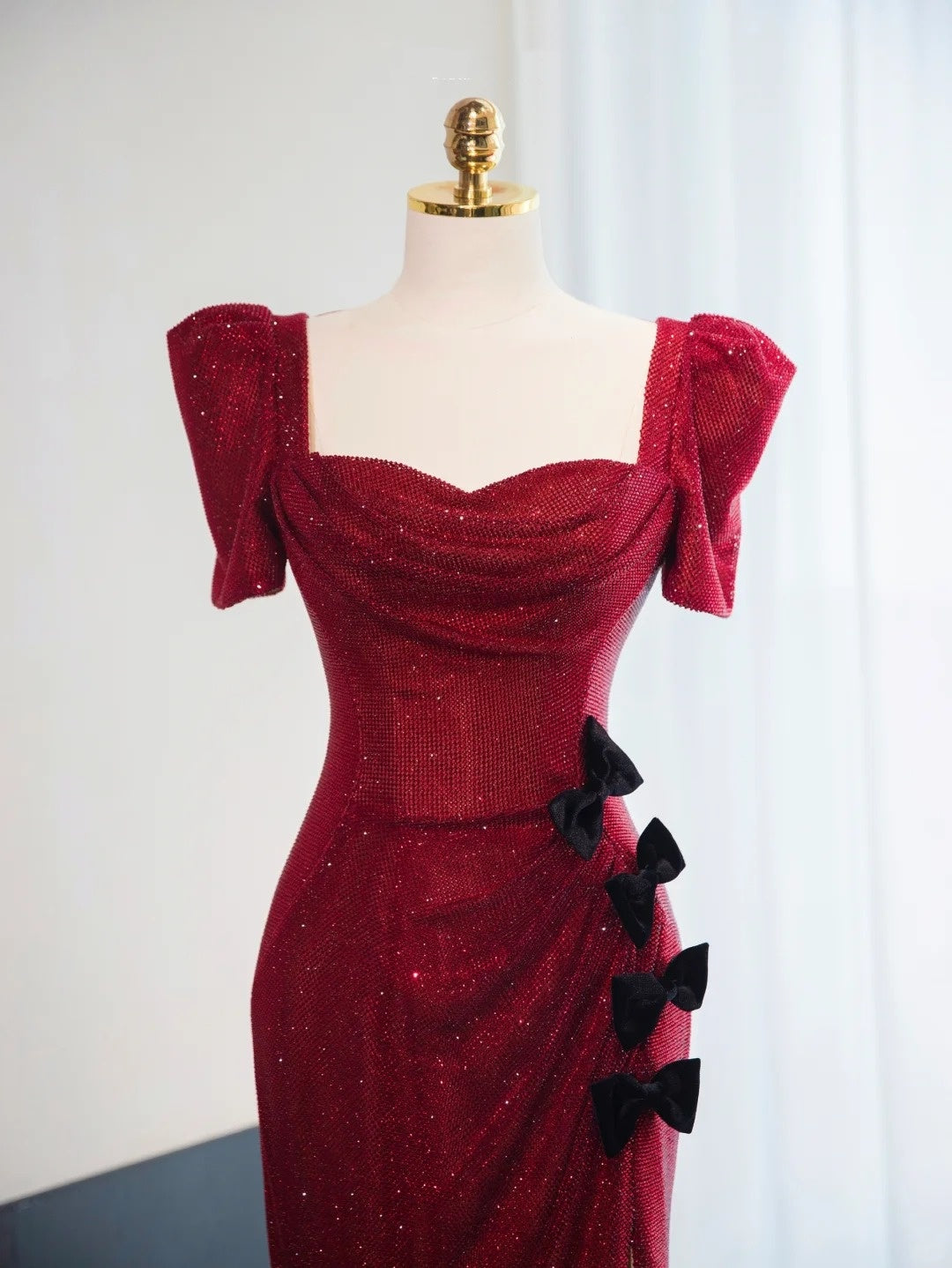 Rotes wunderschönes glänzendes langes bodenlanges Ballkleid mit Pailletten, Abendkleid, Abschlusskleid, gh4551