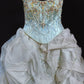 Girlhomeshops - Graublaues, wunderschönes, goldenes Perlenbesatz, modisches und elegantes, langes, mehrlagiges Prinzessinnen-Ballkleid aus Tüll gh5325
