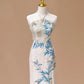 Robe de soirée longue blanche luxueuse, magnifique, brillante, unique, élégante, exquise, florale, perles de bambou, paillettes, bretelles, robe de bal, robe de réception de mariage, robe de bal gh4026