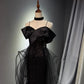 Girlhomeshops -Black shiny elegant long sequined tulle Prom dress evening gown graduation dress gh5107