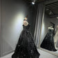Girlhomeshops -Black silver gradient shimmering long sequined tulle ball gown evening dress gh5109