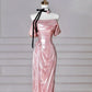 Rosa Schöne Elegante Satin Lange Meerjungfrau Schlank Bodenlangen Ballkleid Abendkleid Ballkleid gh4204