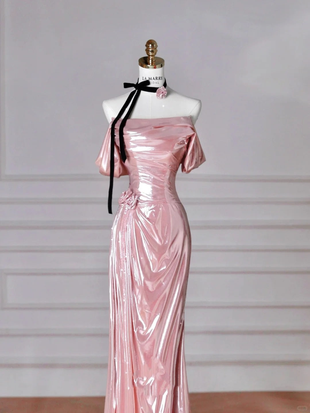 Rosa Schöne Elegante Satin Lange Meerjungfrau Schlank Bodenlangen Ballkleid Abendkleid Ballkleid gh4204