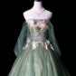 Robe de soirée longue en tulle vert délicat à fleurs, robe de bal, robe de remise de diplôme, robe de cérémonie pour adulte gh4251