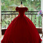 Girlhomeshops - Burgunderrot, elegant, Retro, lang, Samt, Quinceanera-Kleid, Ballkleid, Abschlussballkleid, Prinzessinnenkleid, gh5005