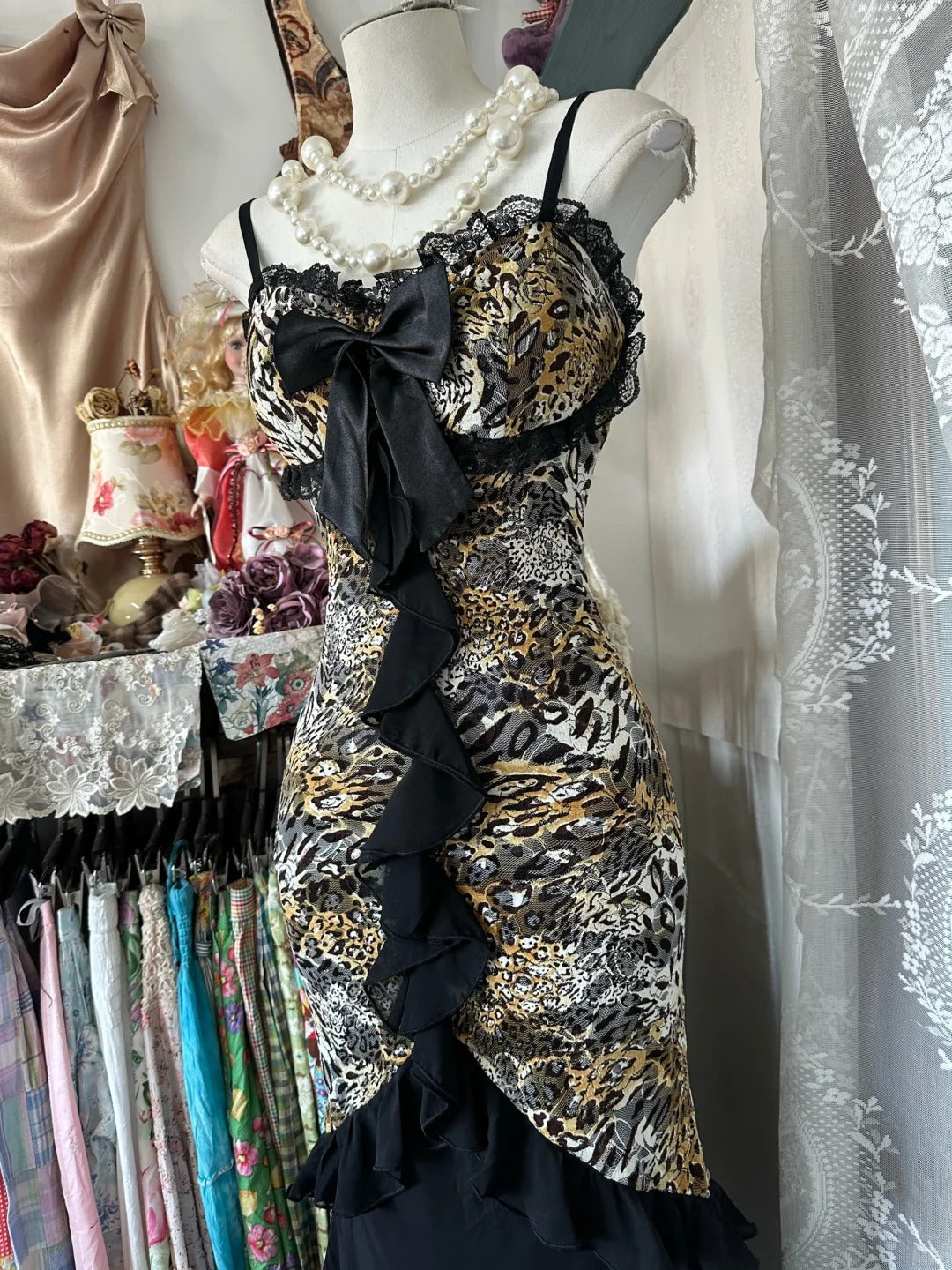 Girlhomeshops - Robe de soirée longue en mousseline de soie, imprimé léopard noir, élégante, gh5189