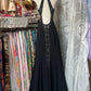 Girlhomeshops - Robe de soirée longue en mousseline de soie, style rétro, motif floral noir, élégante, pour anniversaire, gh5174
