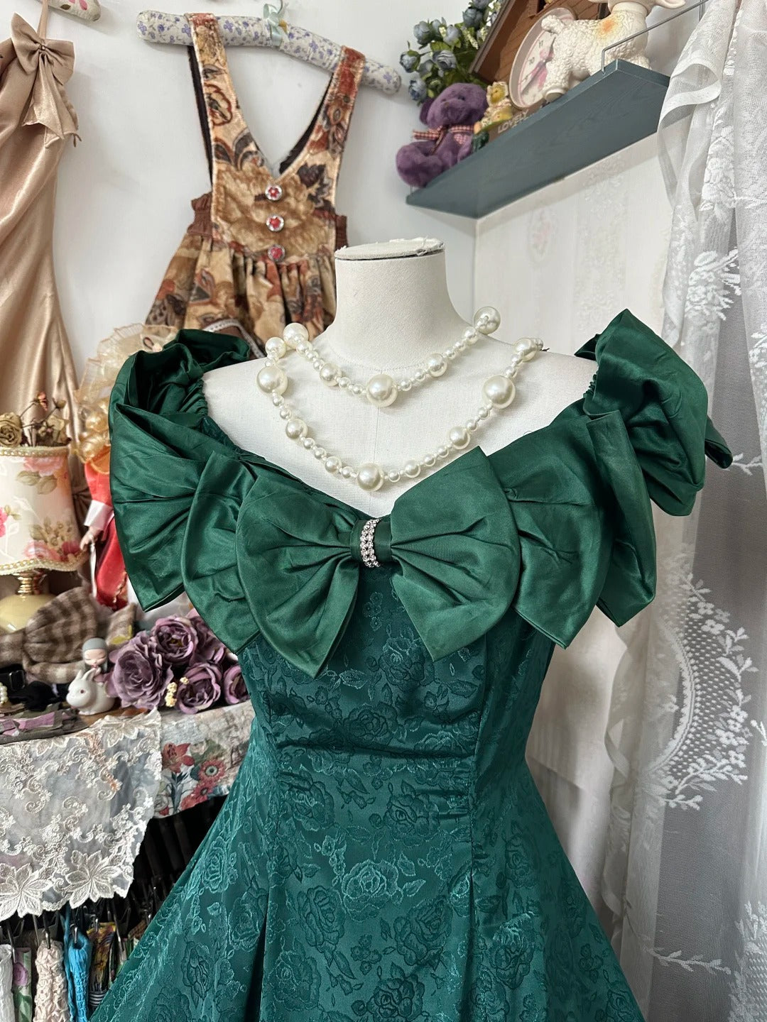 Robe de soirée longue et élégante, style vintage, verte, gh4777