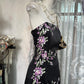 Girlhomeshops - Robe de soirée longue en satin noir à fleurs, robe de soirée d'anniversaire, gh5183
