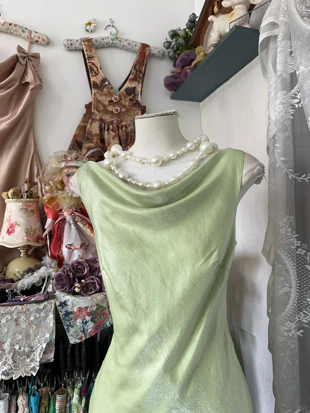 Girlhomeshops - Robe de soirée longue en satin vert, simple et élégante, gh5179