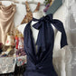 Girlhomeshops - Robe de soirée longue en satin bleu foncé, coupe trapèze, élégante et simple, gh5191