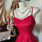 Robe de soirée sirène rouge longue en satin à bretelles spaghetti, magnifique robe de bal gh4394