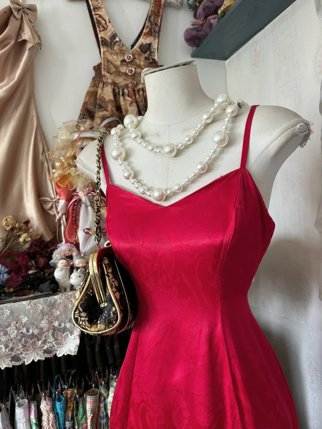 Robe de soirée sirène rouge longue en satin à bretelles spaghetti, magnifique robe de bal gh4394