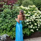 Robe de soirée longue à paillettes et perles bleues Robe de bal Robe de soirée gh3040