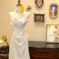 Robe de mariée longue en satin blanc à fleurs, robe de soirée, gh4491