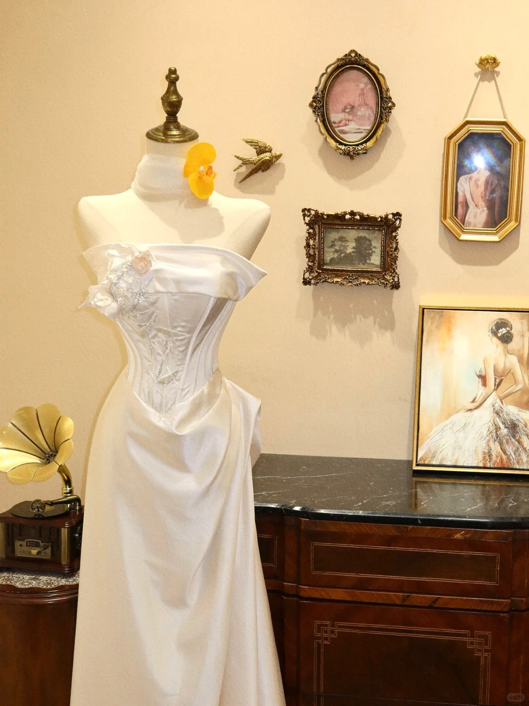 Robe de mariée longue en satin blanc à fleurs, robe de soirée, gh4491