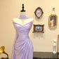 Lila Elegante Schöne Lange Bodenlangen Satin Ballkleid Abendkleid Partykleid gh4191