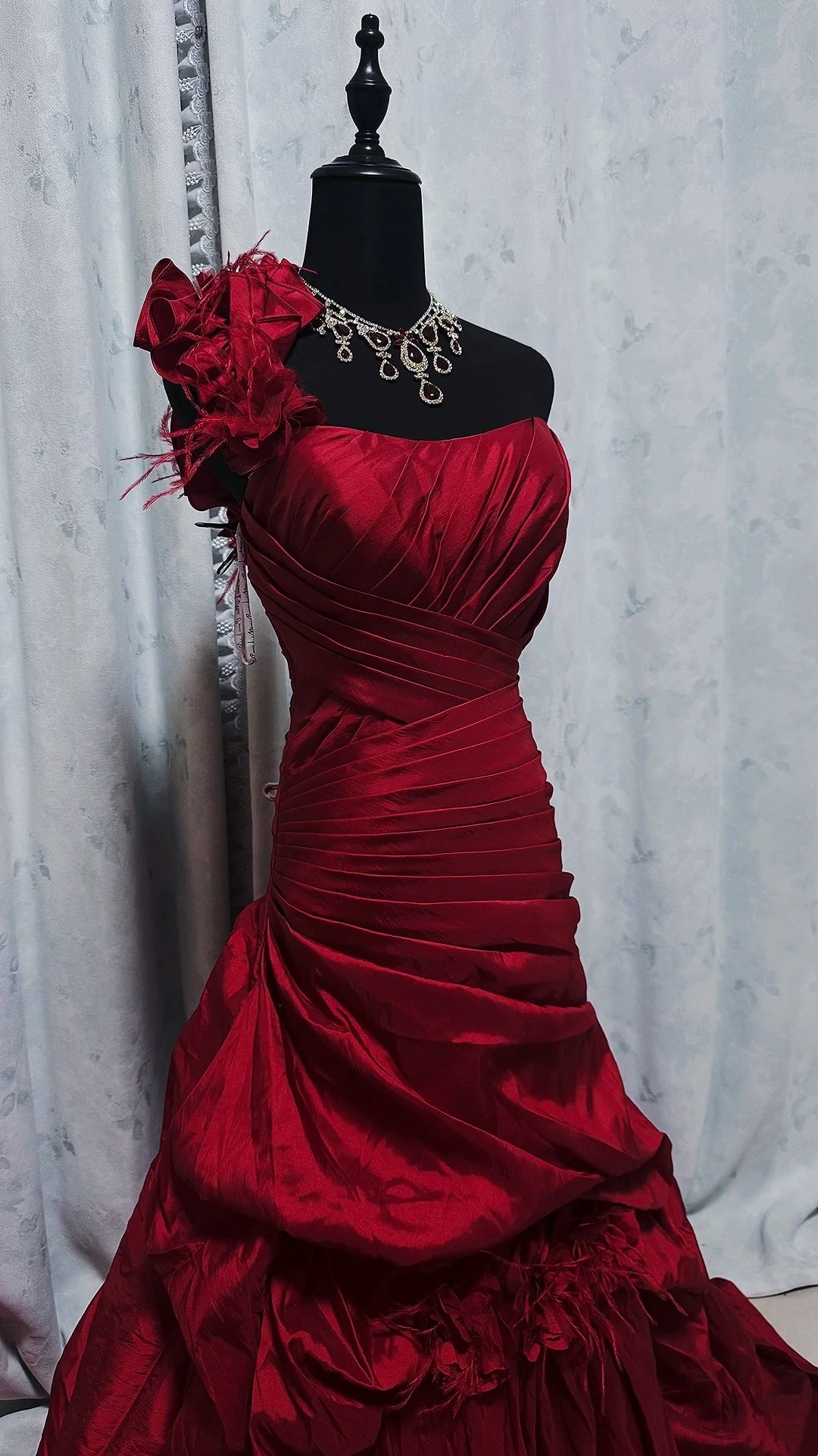 Burgundy Retro Elegant Long Evening Gown gh7083