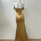 Gold Metallic/Hell Champagner/Weiß Modisches Langes Satin Ballkleid Abendkleid Partykleid gh4840