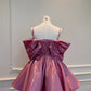 Lila kurzes Satin-Abendkleid/Geburtstagskleid gh6799