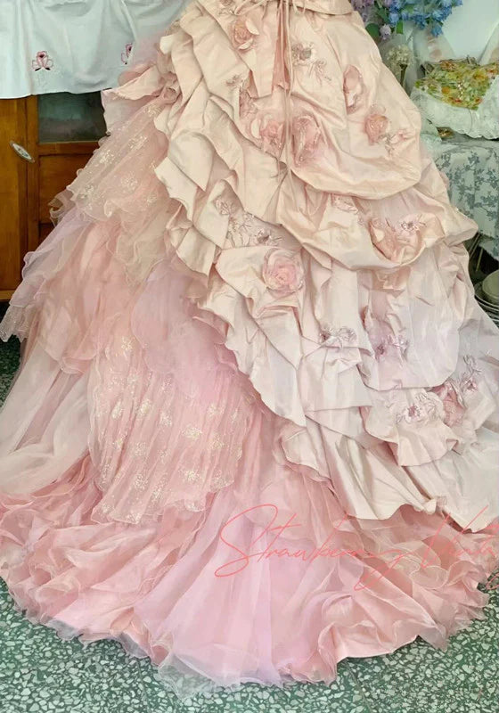girlhomeshops – Kleid zum 16. Geburtstag, rosa geblümtes Teenager-Kleid, langes Tüll-Ballkleid, Bar-Mizwa-Kleid, gh5636