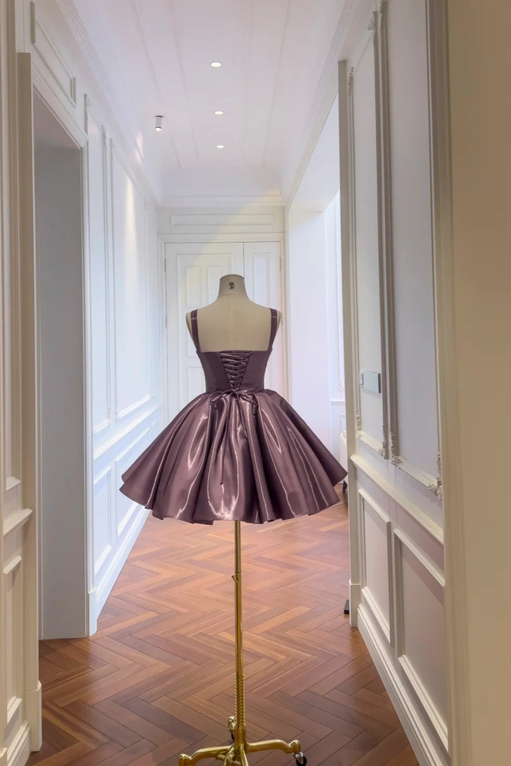 Glitzerndes lila Puffrock-Kurzes Geburtstagskleid/Abendkleid gh6794