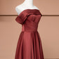 Robe de soirée longue en satin marron et rouge, élégante et tendance, gh4874