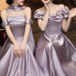 Lila Elegante Mode Lange Satin Ballkleid Abendkleid Partykleid Brautjungfernkleider Ballkleid gh3996