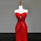 Girlhomeshops-Red sexy suspenders elegant long sequined prom dress evening dress party dress gh5123