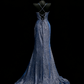 Galaxie-schimmerndes, blau glitzerndes Meerjungfrauenkleid im Regenbogen-Stil – Abendkleid und Kleid für den roten Teppich im Sternenlicht-Stil gh6570