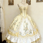 Green and White Rose Rococo Palace Dress gh6781