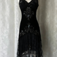 Dunkelblaues, ätherisches Meerjungfrauen-Abendkleid im Gothic-Stil mit hübschem Blumenmuster, Pailletten und Perlenbesatz, Midi-/Kurzformat, Homecoming-Kleid, Date-Kleid, Partykleid gh4617