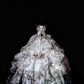 Schimmerndes, silber-graues, trägerloses Ballkleid im Court-Stil mit Farbverlauf – Dinner- und Retro-Ballkleid gh6568