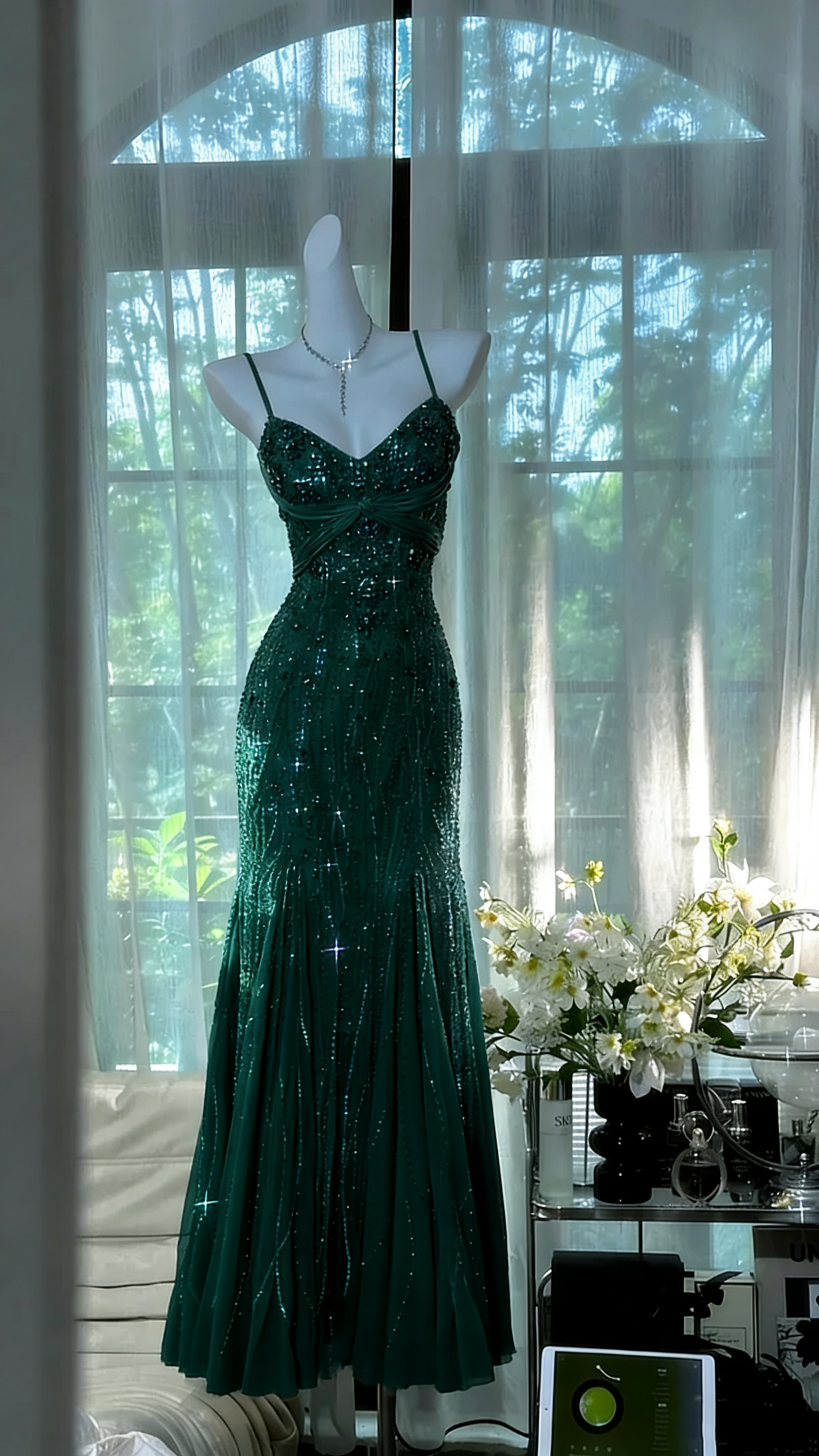 Vintage, langes, elegantes Chiffonkleid mit Perlenstickerei, ideal für Homecoming, Ball, Abendveranstaltungen, Geburtstagsfeiern, Dates oder Abschlussbälle (gh4681).