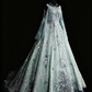 girlhomeshops - Robe de bal longue en tulle vert délicat avec appliqués gh6287