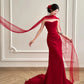 Robe de soirée élégante et simple, longue et en satin bordeaux, longueur au sol, robe de bal, gh4361