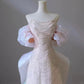 Girlhomeshops - Wunderschönes, rosa, funkelndes, langes, bodenlanges Tüllkleid mit Perlenverzierung, gh5315