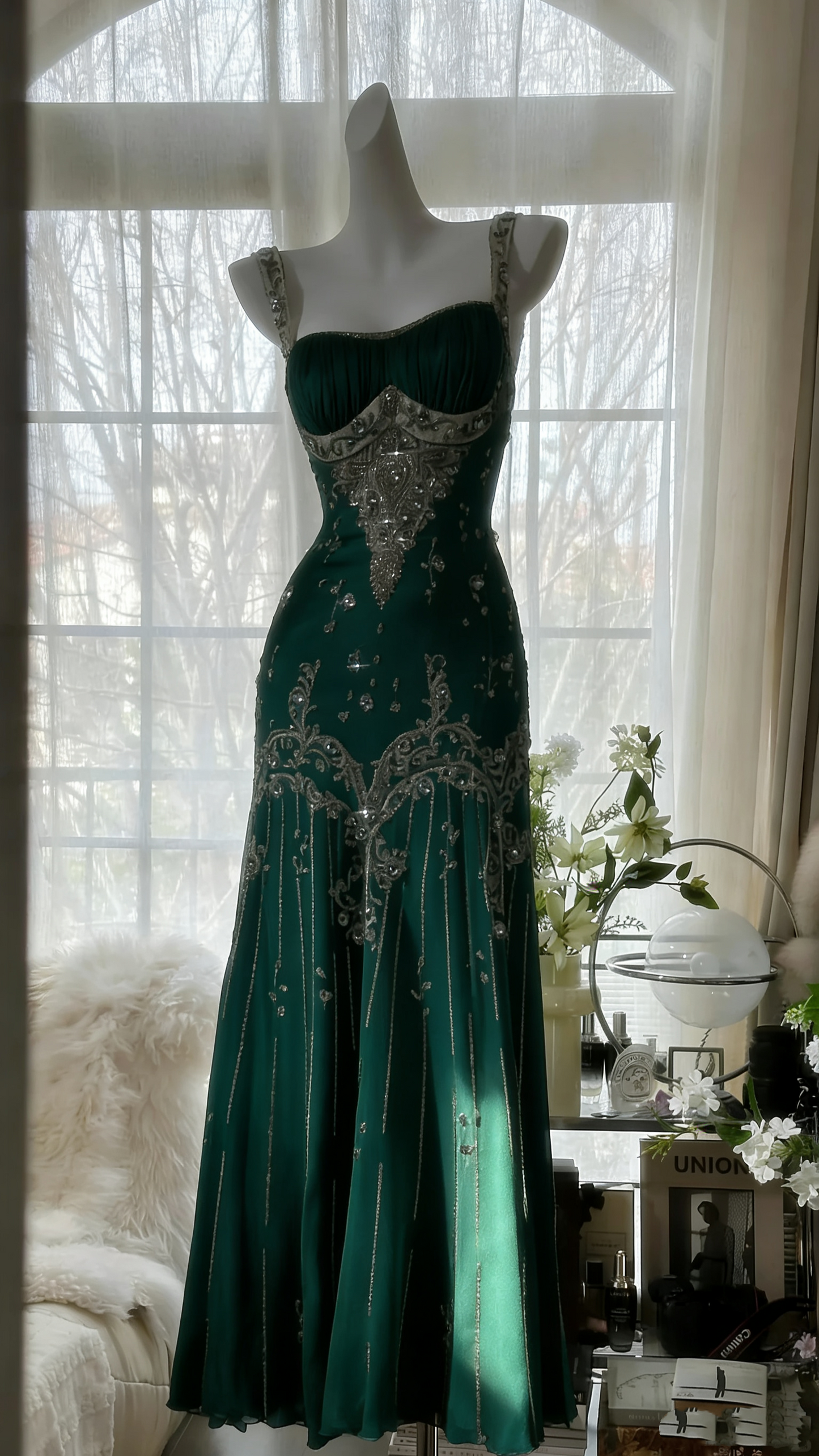 Elfenbeinfarbenes Vintage-Kleid, elegant, glänzend, exquisite Strass-Perlen, langes Chiffon-Ballkleid, Abendkleid, Geburtstagspartykleid, Abschlussballkleid, Abschlusskleid, gh3945